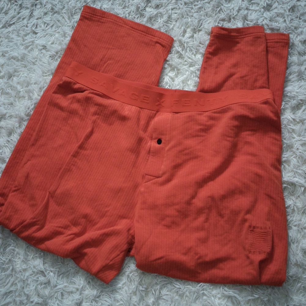 Savage X Fenty Orange High-Waisted Ribbed Lounge Pants - Size 3X / XXXL